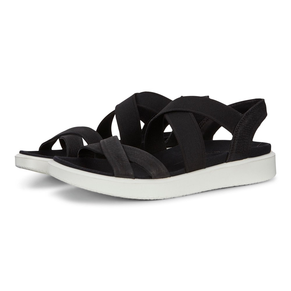 Sandalias Mujer - ECCO Flowt Flat Strappy - Negros - MBE593016